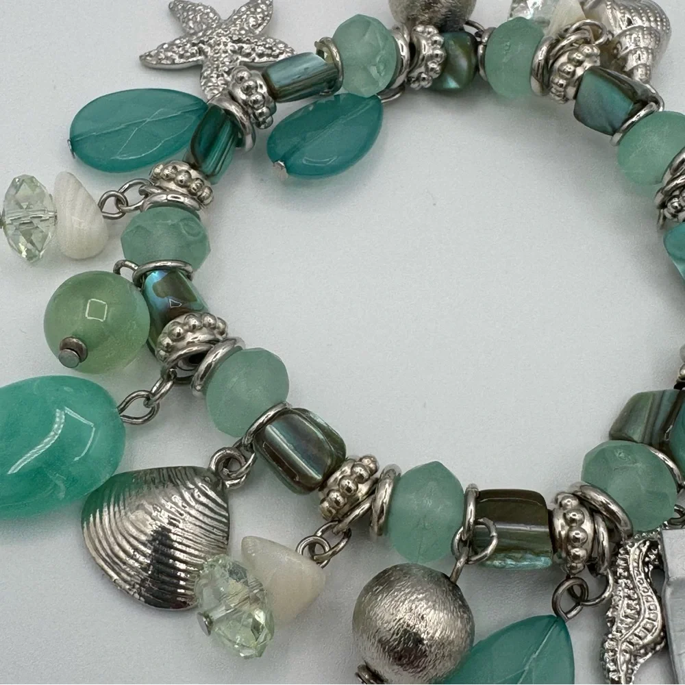 Hannah Brilliance Nautical Beach Ocean Sea Glass Sea Life Bracelet and Earrings - Picture 6 of 11